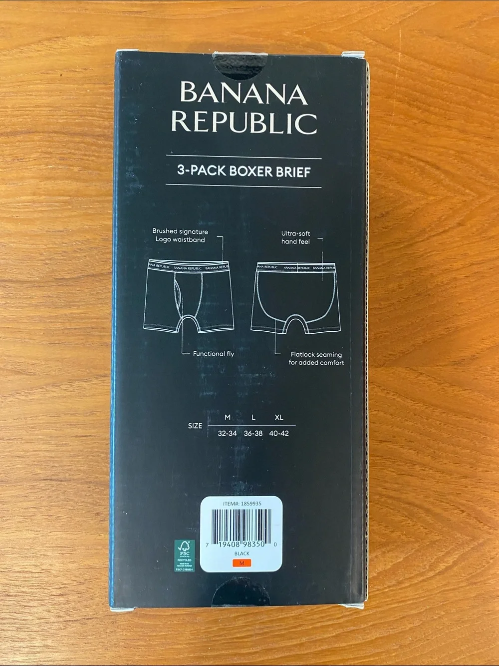 Banana Republic 2 Pairs Black Boxer Briefs Men’s Underwear Size Medium (32-34)